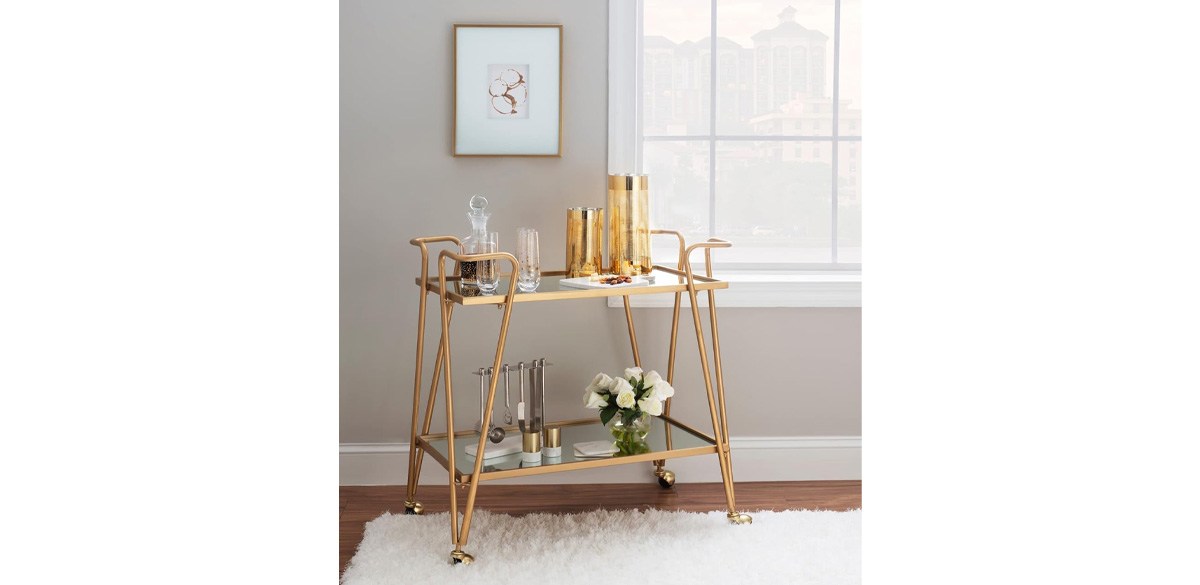 Linon Gina Mid-Century Bar Cart-zillow-2025-home-trends