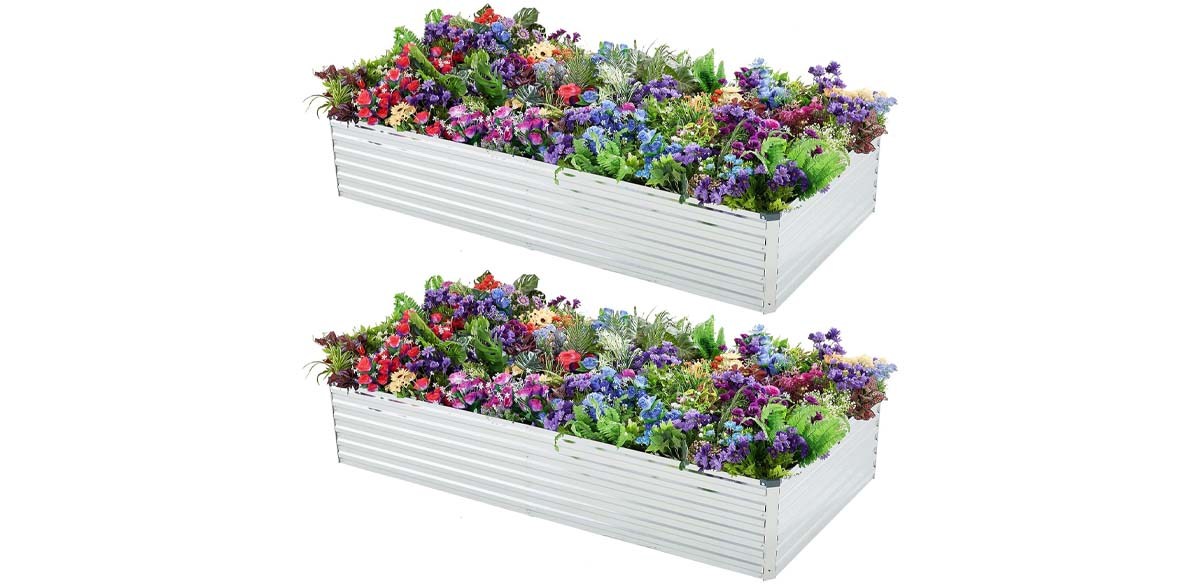 Meberam 2 Pack 6x3x1FT Galvanized Raised Garden Beds Meberam 2 Pack 6x3x1FT Galvanized Raised Garden Beds