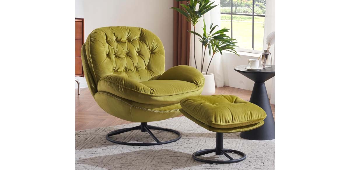 ELUCHANG Swivel Accent Chair with Ottoman Set
