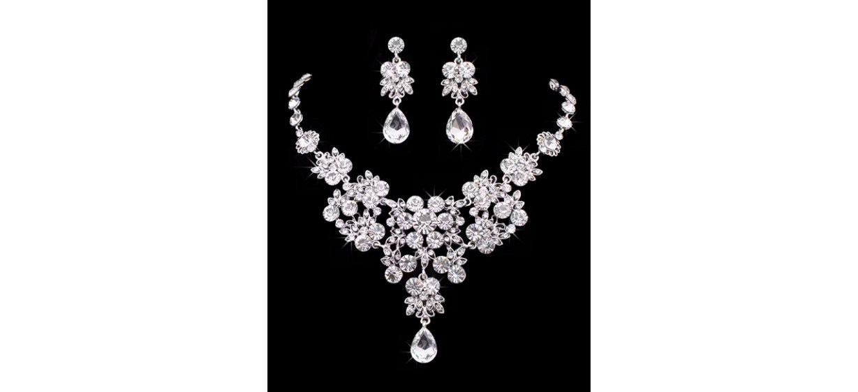 Bridgerton Silver Earring + Necklace Set