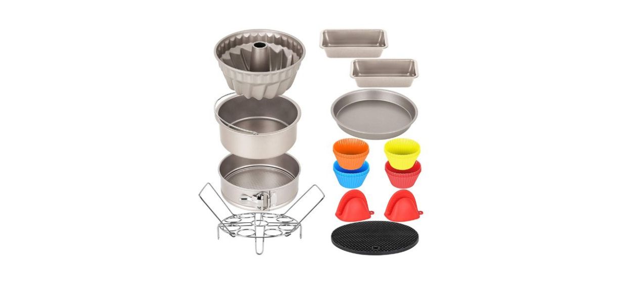 cake pan set for Instant Pots, with cake pans, silicone cupcake holders and other accessories