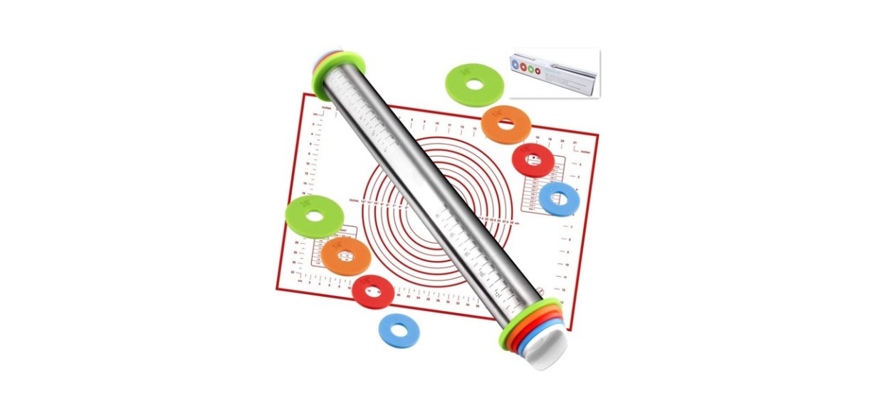 Damuzhi stainless steel Adjustable Rolling Pin with Rings 13.7