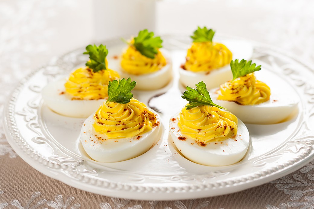 Serving platter with deviled eggs