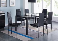 IDS Online 7 Piece Modern Glass Dining Table with 6 Chairs