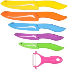 Takiup 6-Piece Ceramic Knife Set with Sheath Covers and Peeler