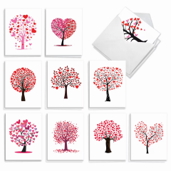 The Best Card Company 20 Assorted Valentine's Day Card Pack - Love Trees