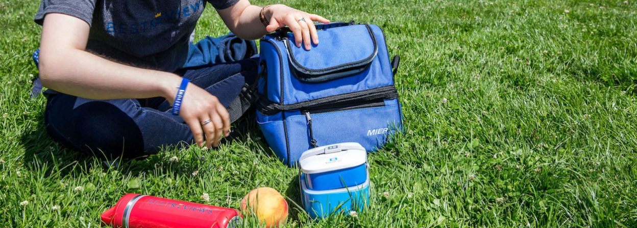 MIER Large Lunch Box for Men Insulated Lunch Bags, Blue Red
