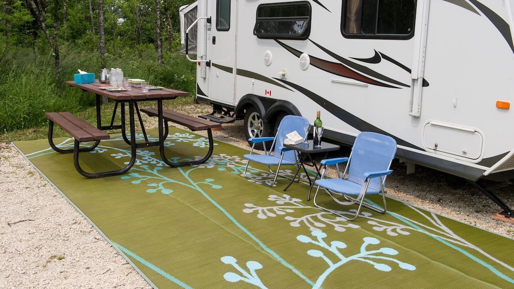 LATCH.IT RV Outdoor Rugs 9X12  Reversible RV Outdoor Mat Camper