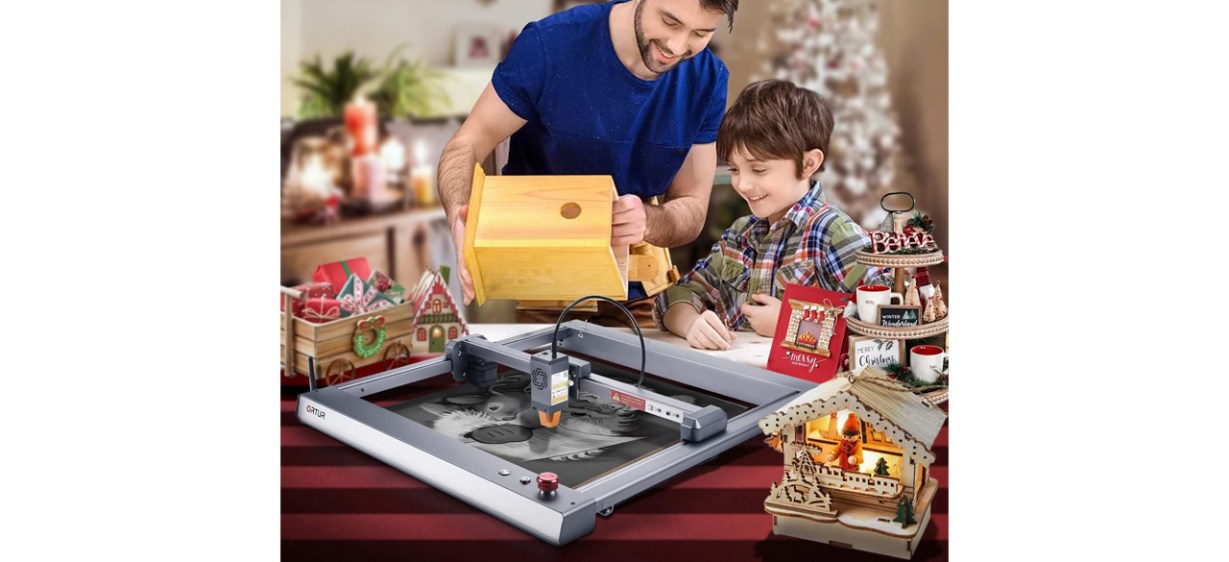 Man and boy using Ortur Laser Master 3