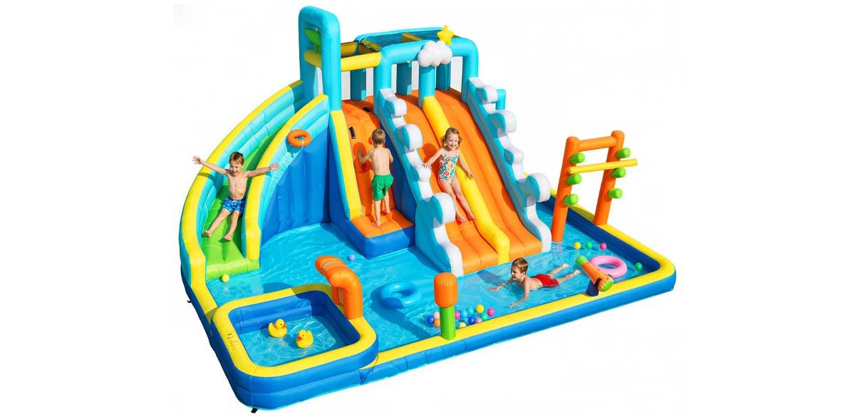 SaveJoy Inflatable Water Silde Bounce House with Blower