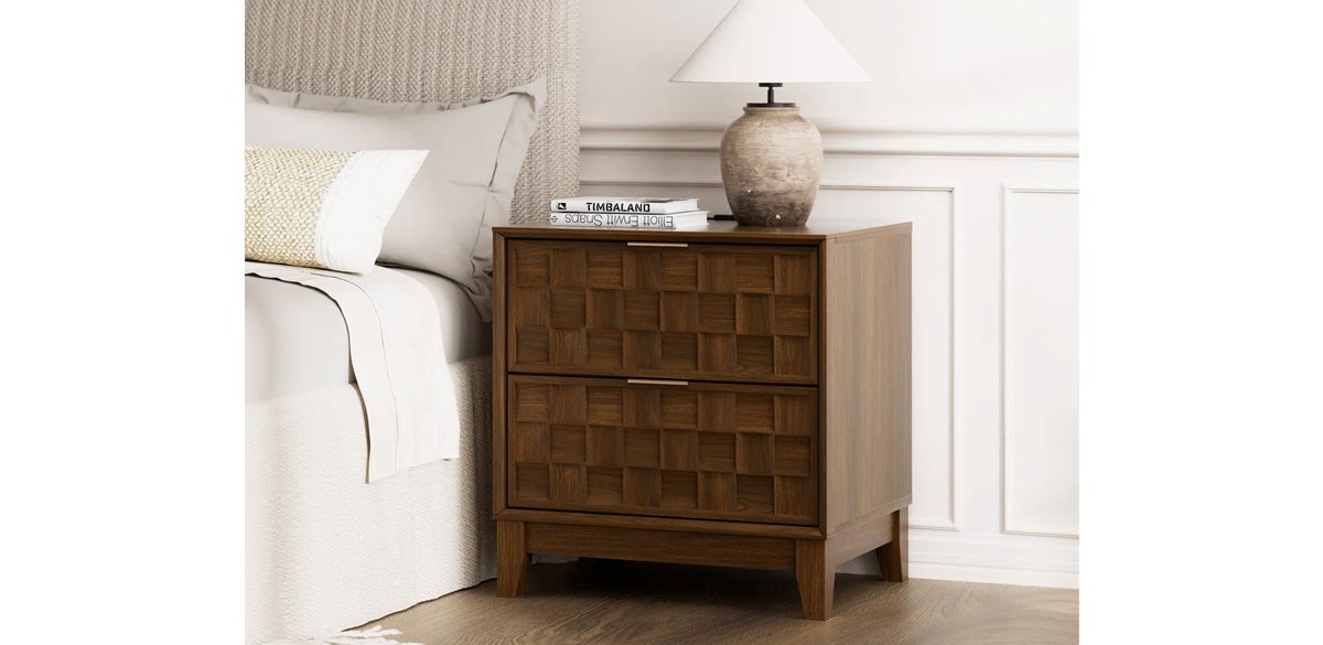 George Oliver Valdean 21in W Modern Wood Drawer Nightstand with Storage Drawer and USB Charging Port
