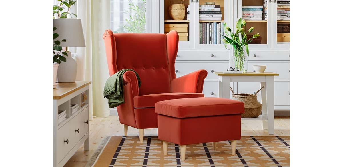 STRANDMON Wing chair, Tommaboda brown-red