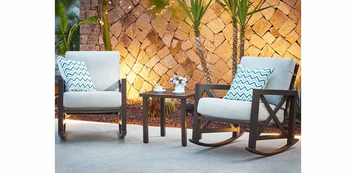  Gracie Oaks Isfried 3-Piece Metal Frame Outdoor Conversation Set with Thick Cushions