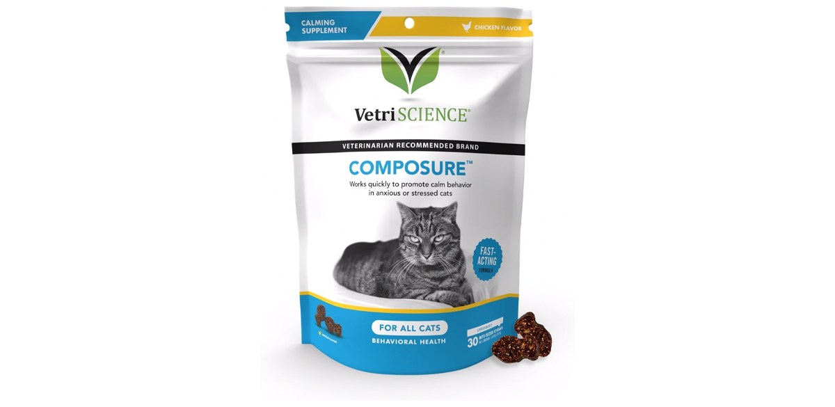 VetriScience Composure Chicken Liver Flavored Soft Chews Calming Supplement for Cats