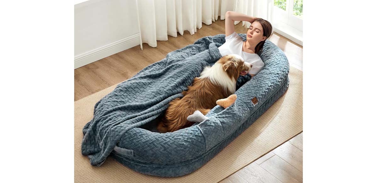 ChiXnuggle Human Dog Bed for Adult, Grayish Blue