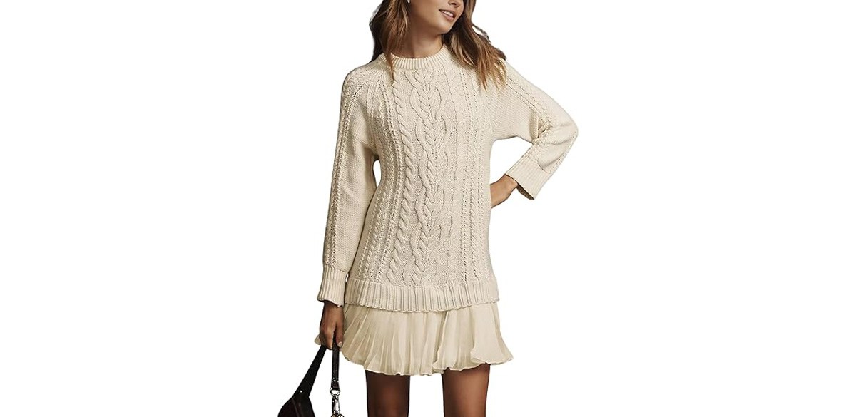 MINSURE Cable Knit Sweater Dress