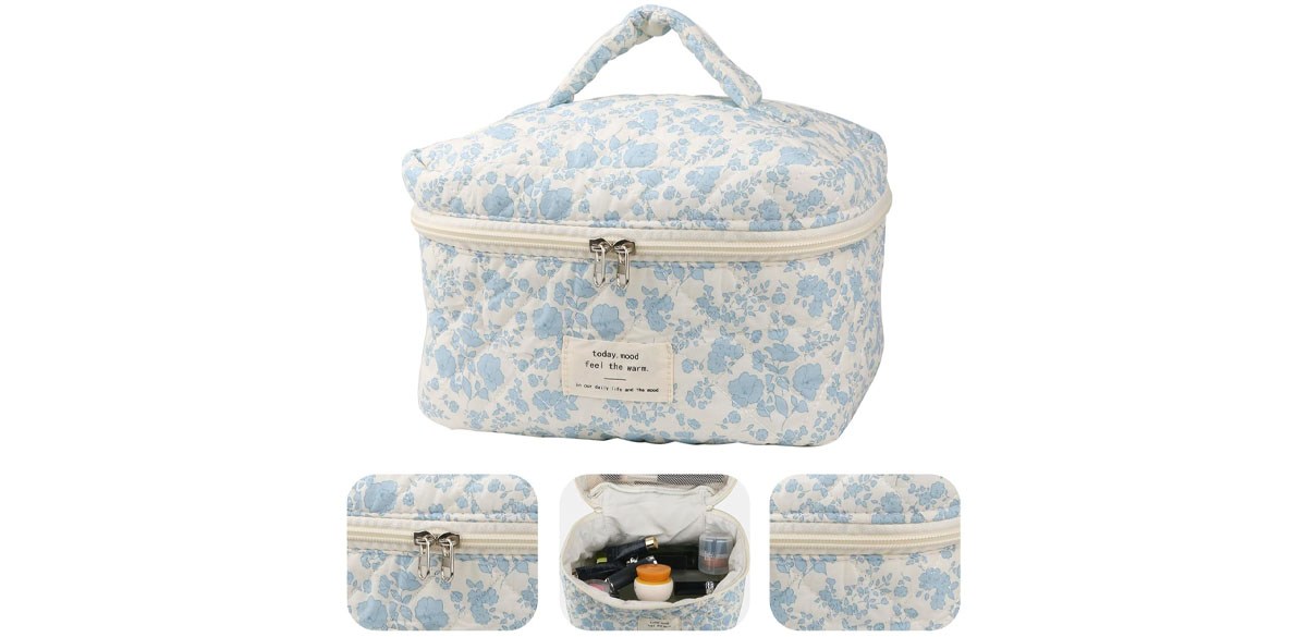 Quilted Travel Makeup Bag