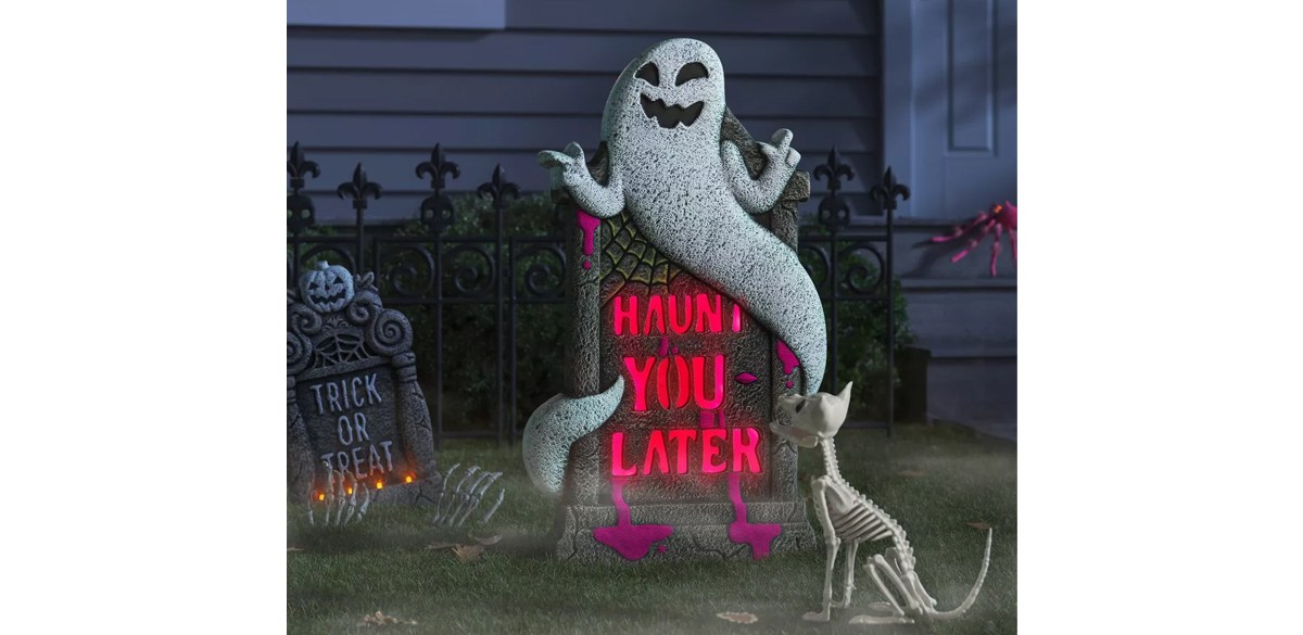 Lit 'Haunt You Later' Foam Tombstone Outdoor Halloween Decorative Prop - Hyde &amp; EEK