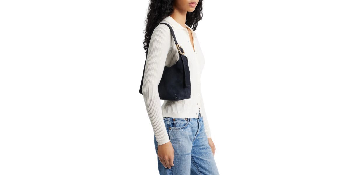 Madewell Sculptural Buckle Suede Shoulder Bag