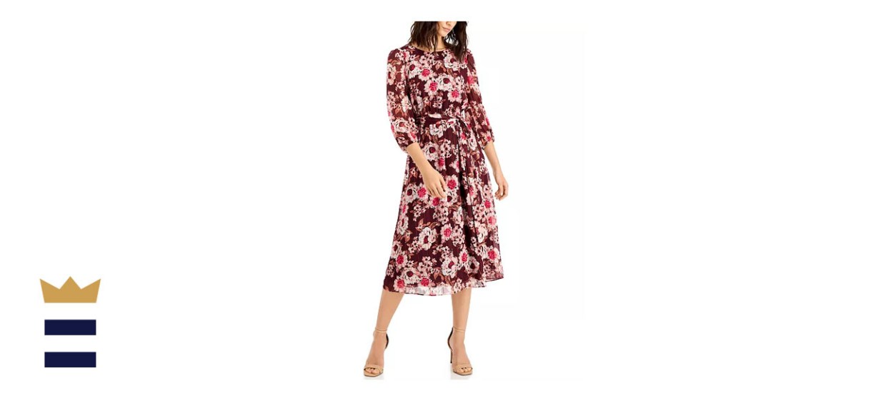 Anne Klein Belted Floral Print Dress