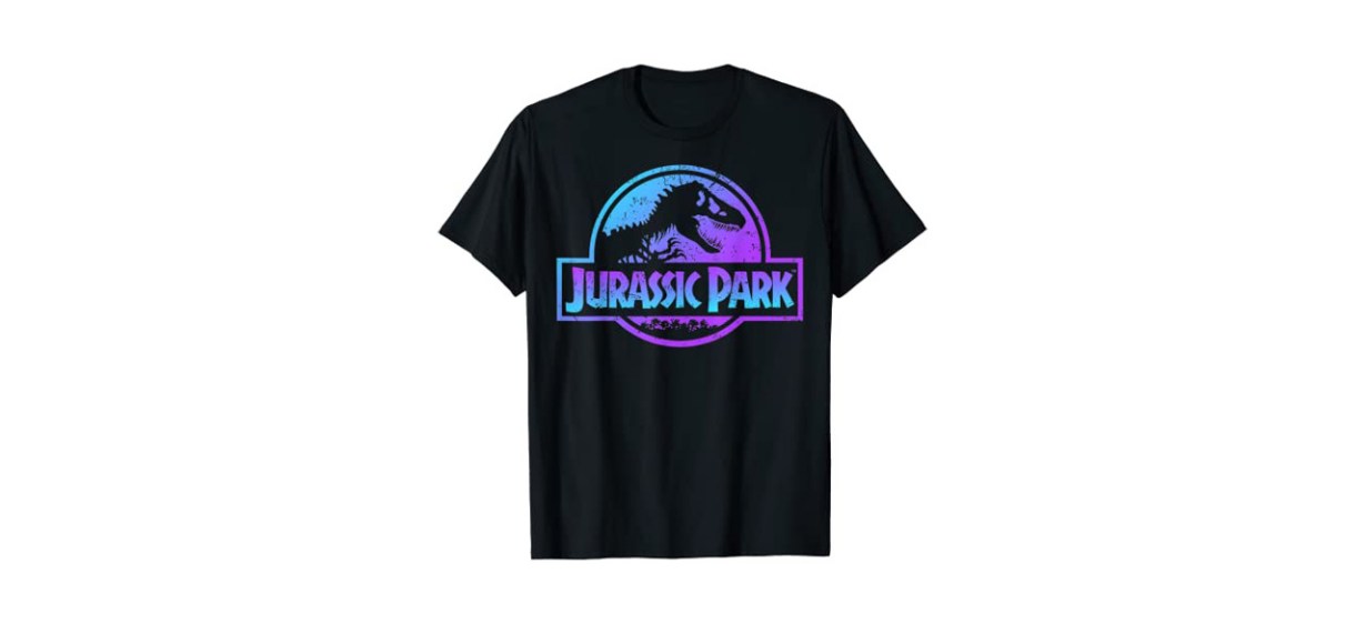 Apparel-Best Jurassic Park Blue & Purple Fossil Logo Graphic T-shirt Apparel-Best Jurassic Park Blue & Purple Fossil Logo Graphic T-shirt