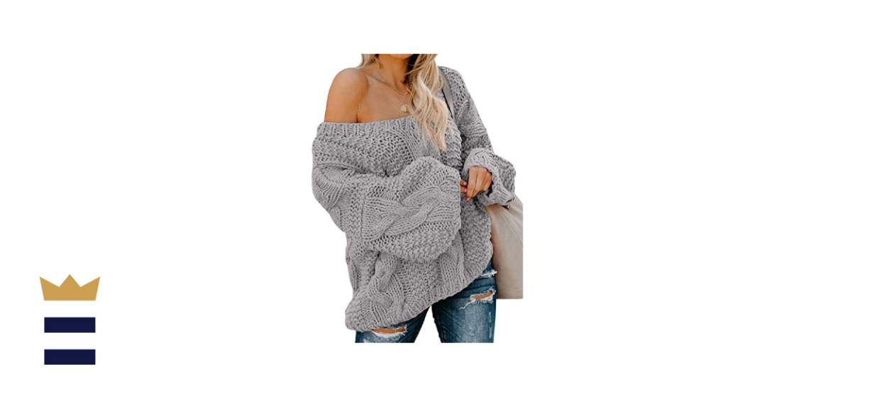Astylish Women's Sexy Long Sleeve Off Shoulder Cable Knit Sweater
