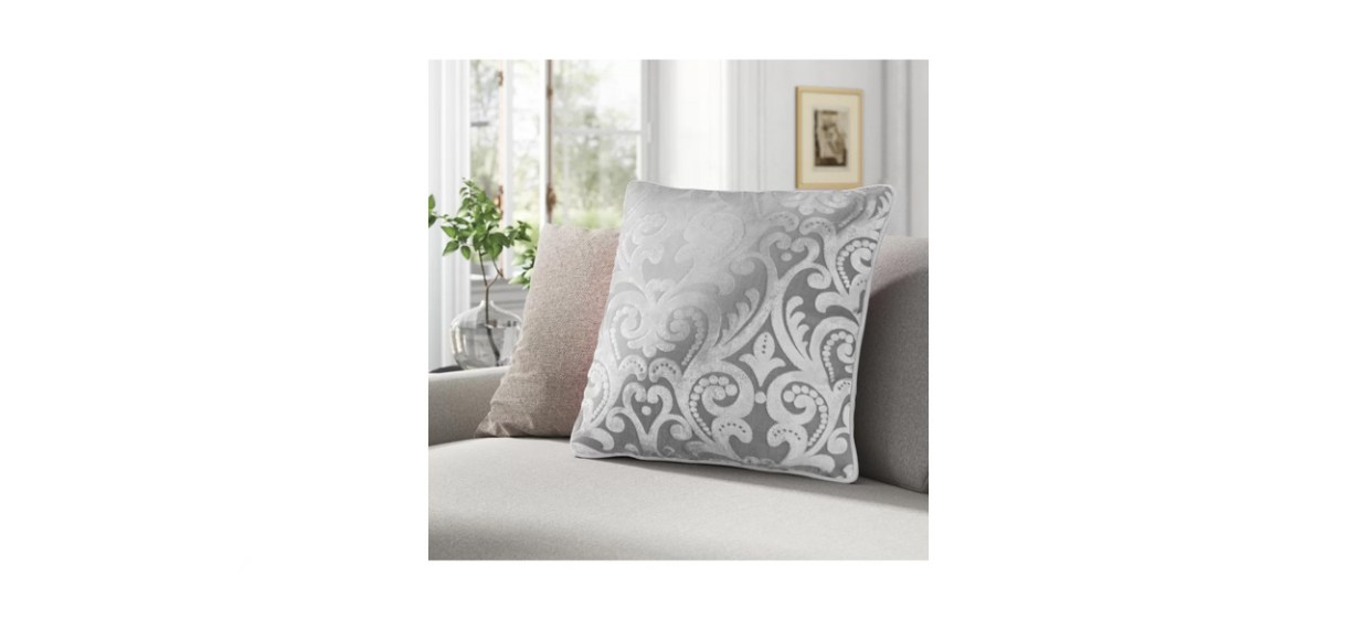best Gray Liana Cut Square Velvet Pillow Cover And Insert