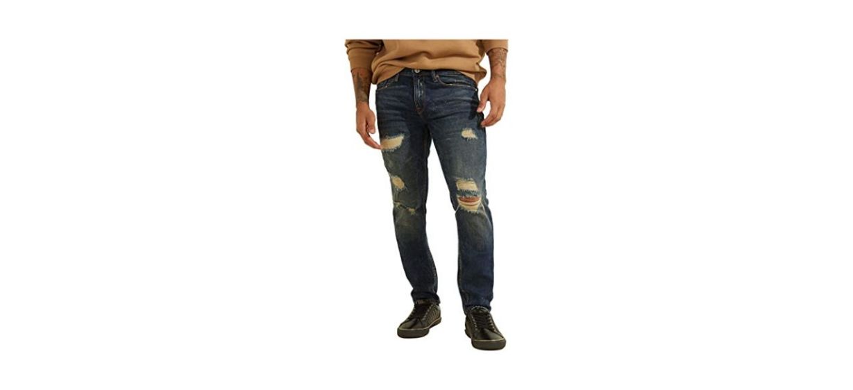 Best Guess Mens Slim-Fit Tapered Stretch Ripped Jeans