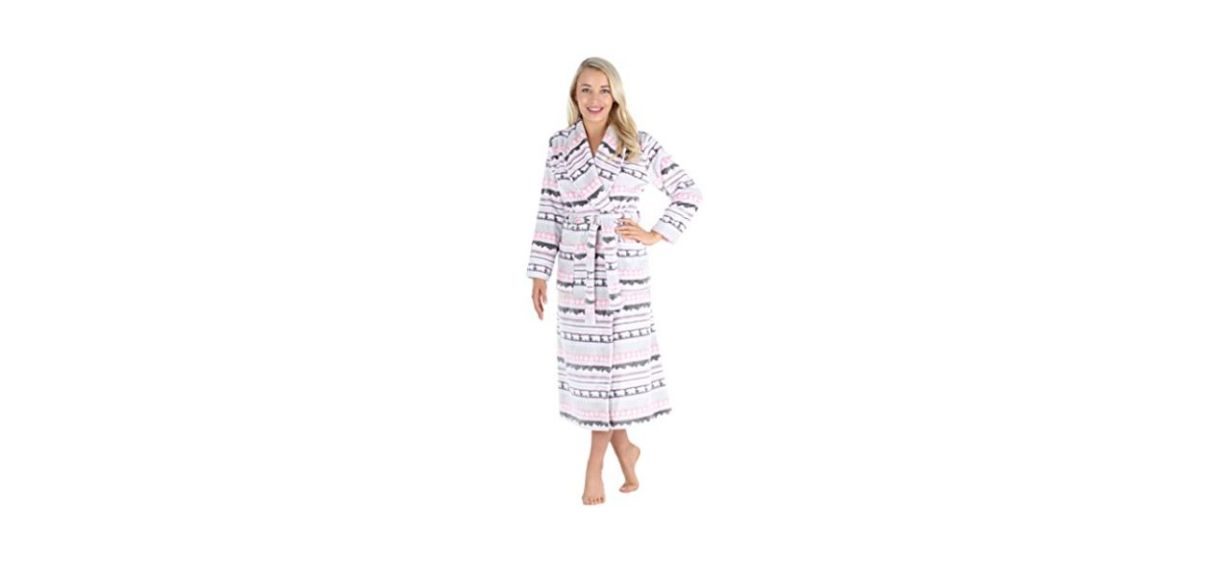 Best PajamaMania Women’s Plush Fleece Long Bathrobe