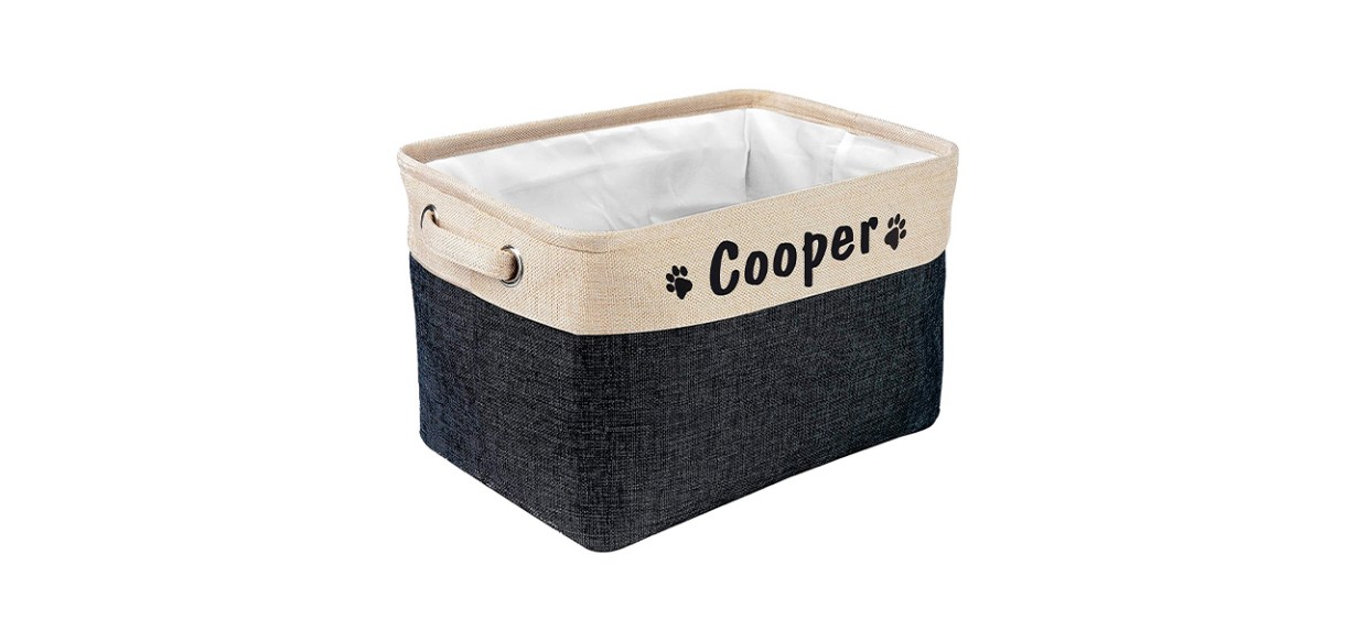 Best Pet Artist Collapsible Dog Toy Storage Basket Bin with Personalized Pet's Name
