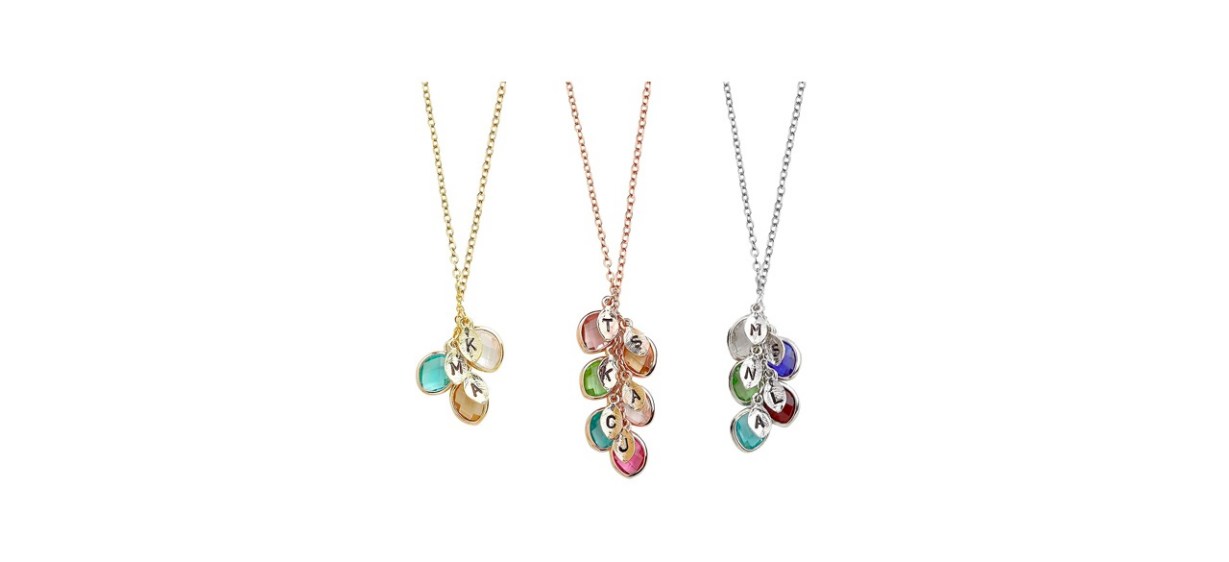 Birthstone Necklace Initial Necklace