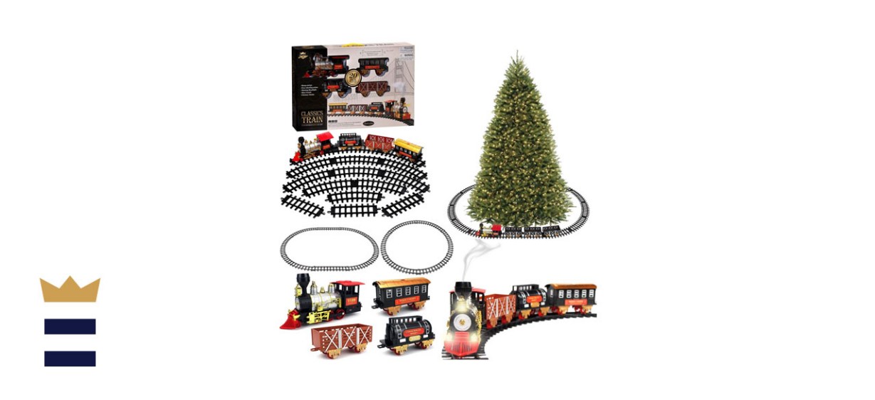 Blue Block Factory Christmas Tree Train Set