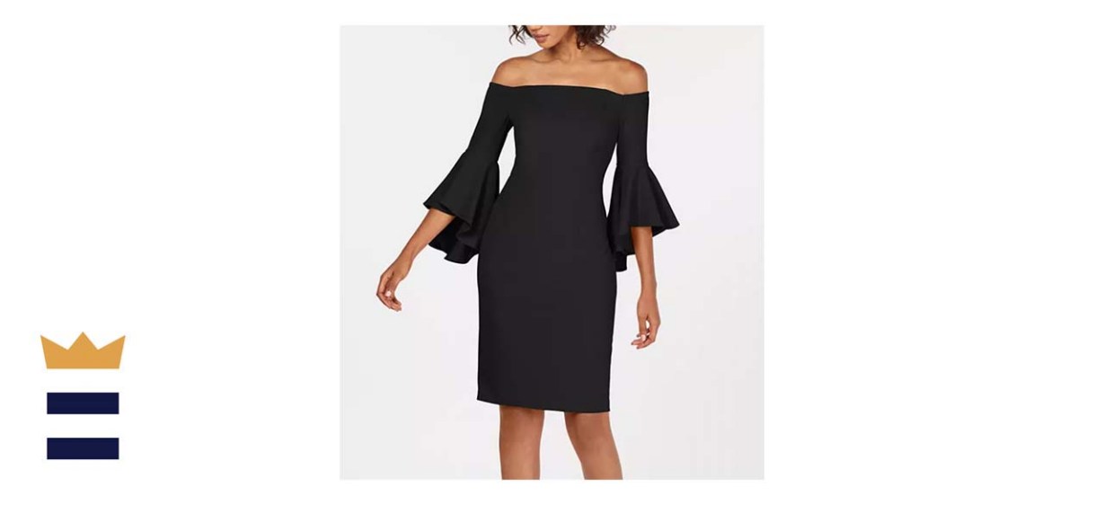 Calvin Klein Off-The-Shoulder Sheath Dress In Black