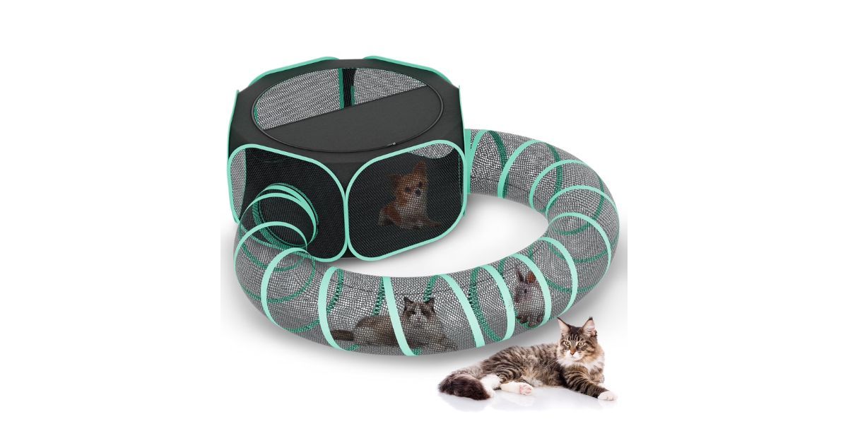 HUTACT 3-in-1 Pet Playpen with Tunnel 