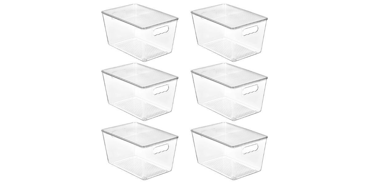 Vtopmart 6 Pack Clear Stackable Storage Bins with Lids