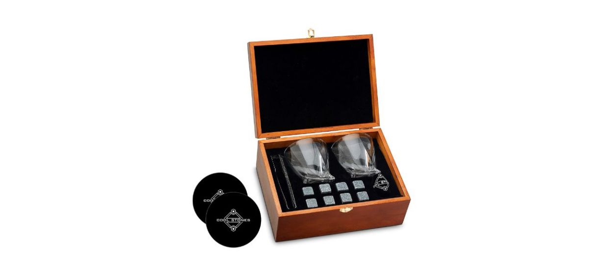 Cool Stones Whiskey Stone Gift Set in wooden box