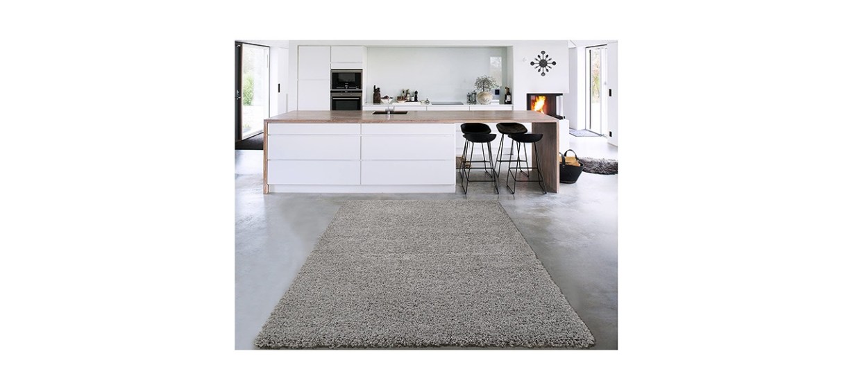 Cozy Shag Collection Grey Solid Shag Rug