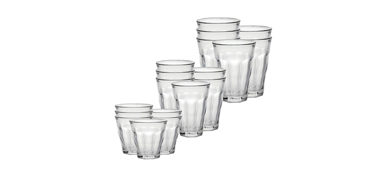 Duralex Spirale 8 Ounce Small Beverage Glasses Tumblers Spiral Design Set  of 4