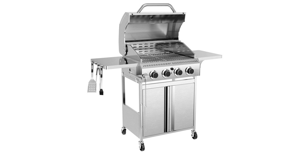 ELECTACTIC Stainless Steel Four-Burner Commercial Barbecue Grill