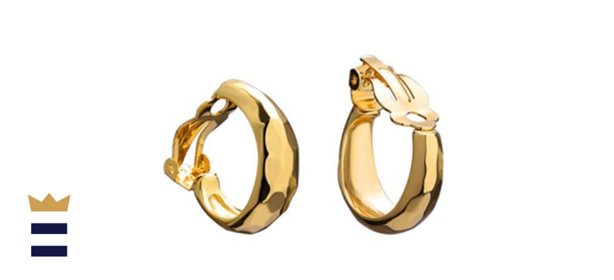 FAMARINE 14K Gold Cut Hoop Clip-on Earrings