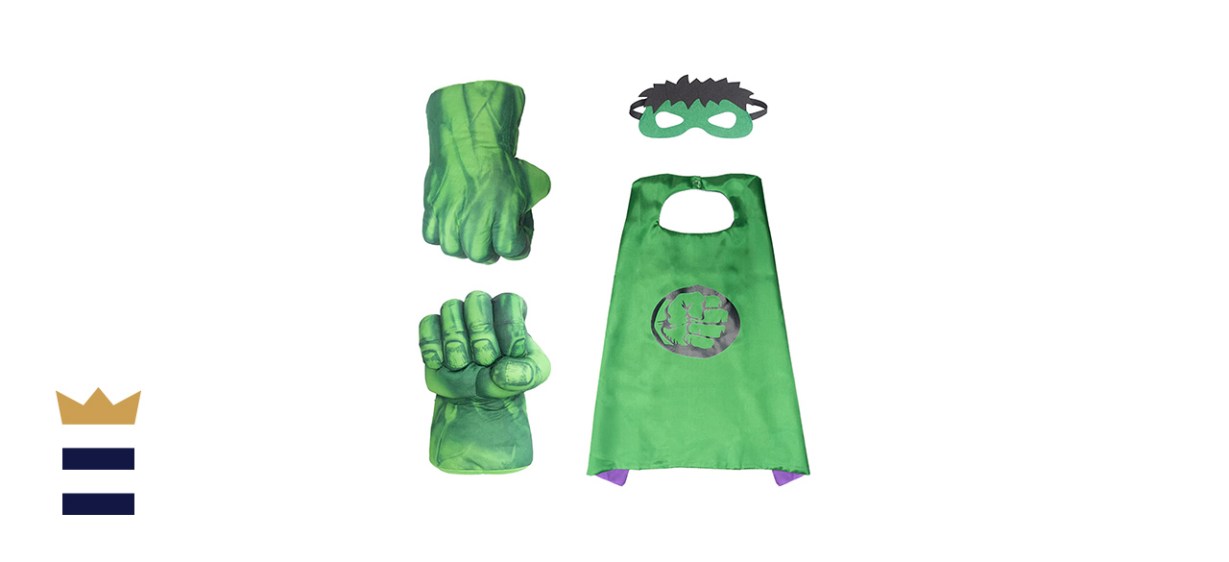 Hulk Costume with Green Cape, Eye-Mask and Smash Hands