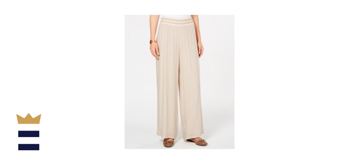 JM Collection Metallic-Detail Wide-Leg Gauze Pant