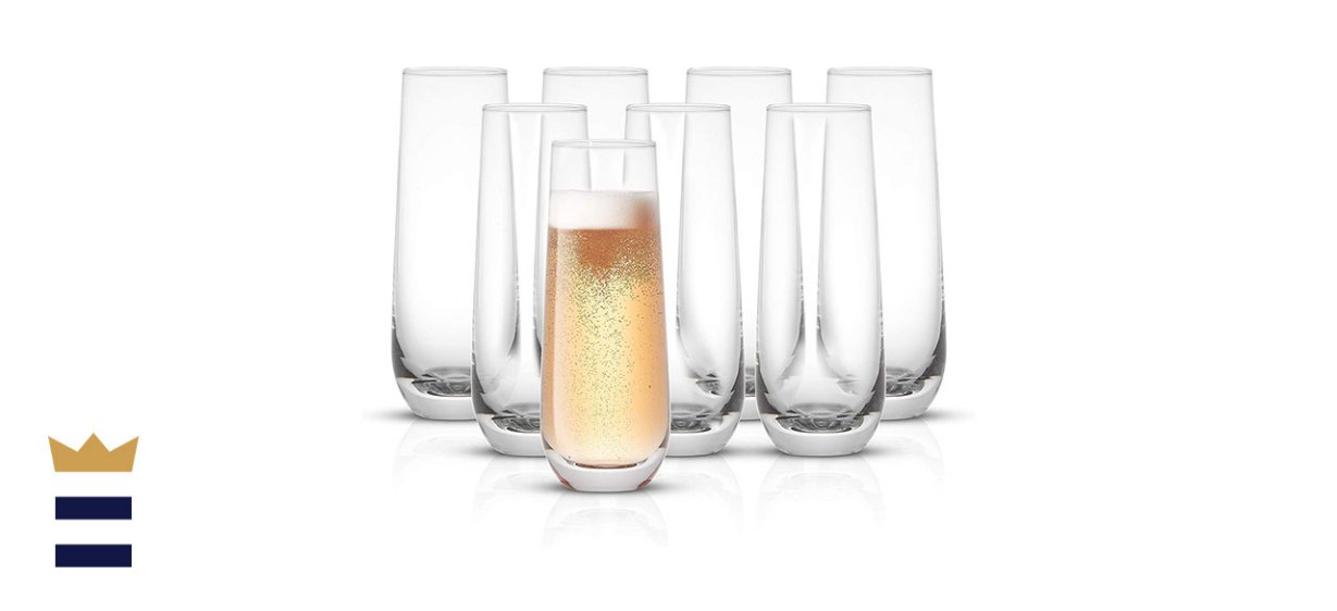 JoyJolt Milo Stemless Champagne Flutes Set of 8 Crystal Glasses