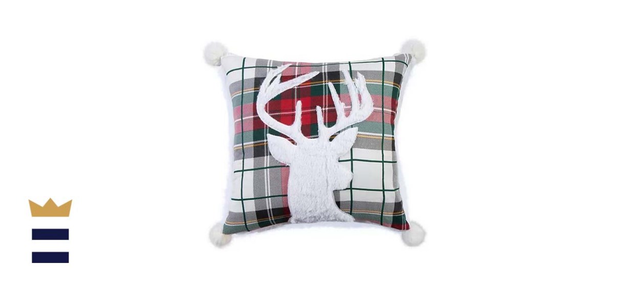 Levtex Home Thatch Home Spencer Plaid Deer Faux Fur Pom Pillow 