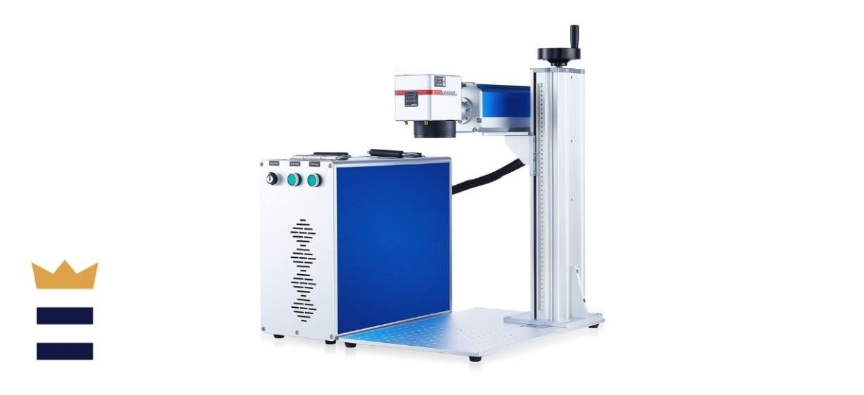 OMTech 30-Watt 8x8-Inch Fiber Laser Engraver with Rotary Axis