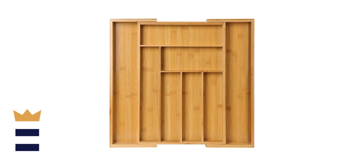 Pipishell Bamboo Expandable Drawer Organizer for Utensils