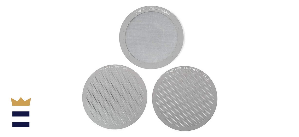 Set of 3 Barista-Quality Reusable Metal Coffee Filters by Slimm Filter