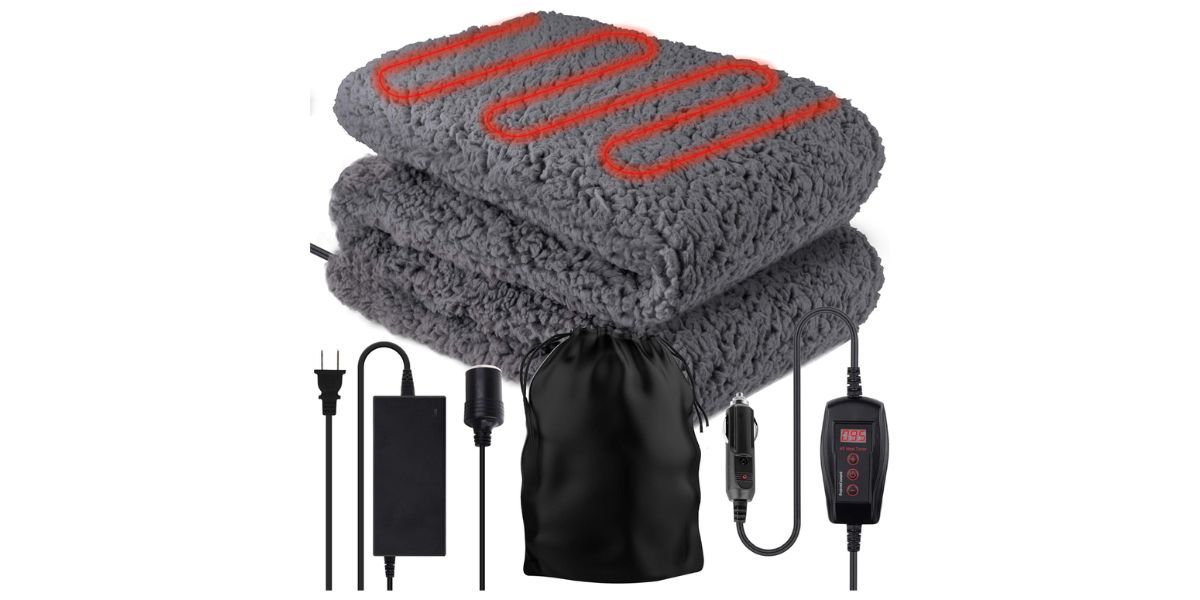 ZONETECH Sherpa Fleece Travel Blanket