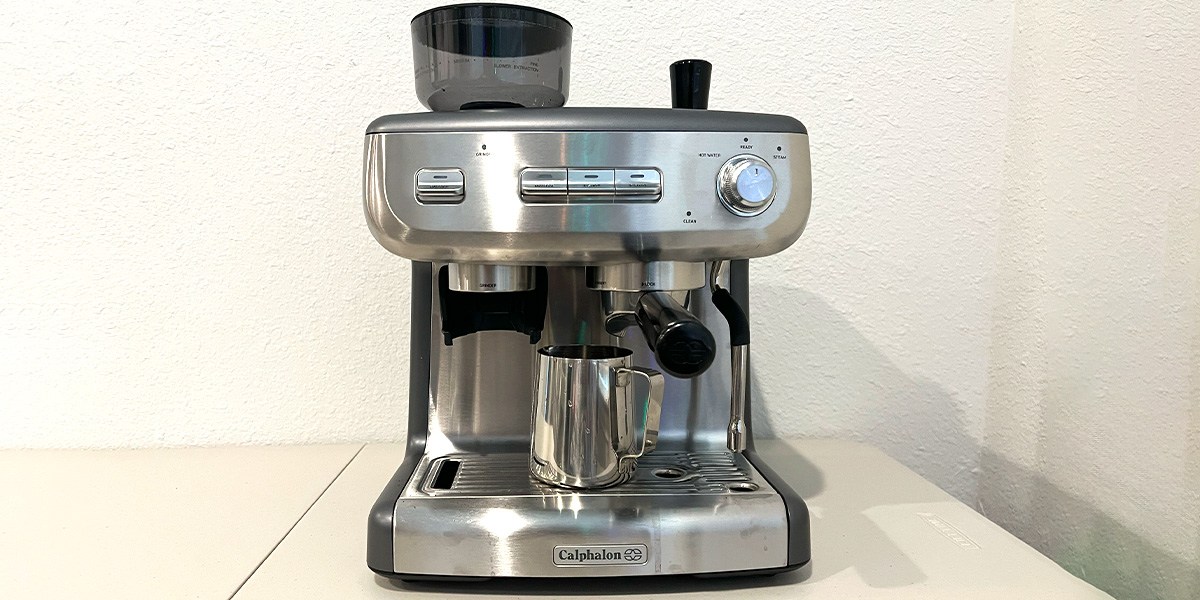Calphalon Temp iQ Espresso Machine with Grinder on kitchen counter