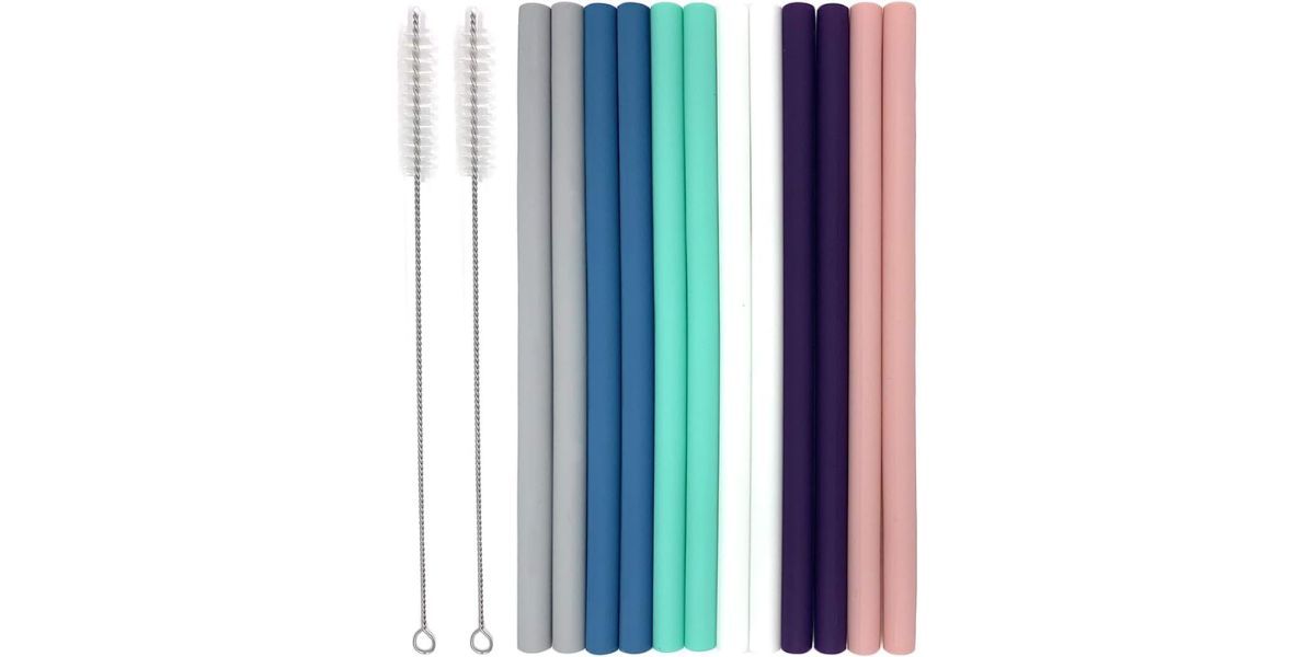 Senneny Set of 12 Silicone Drinking Straws